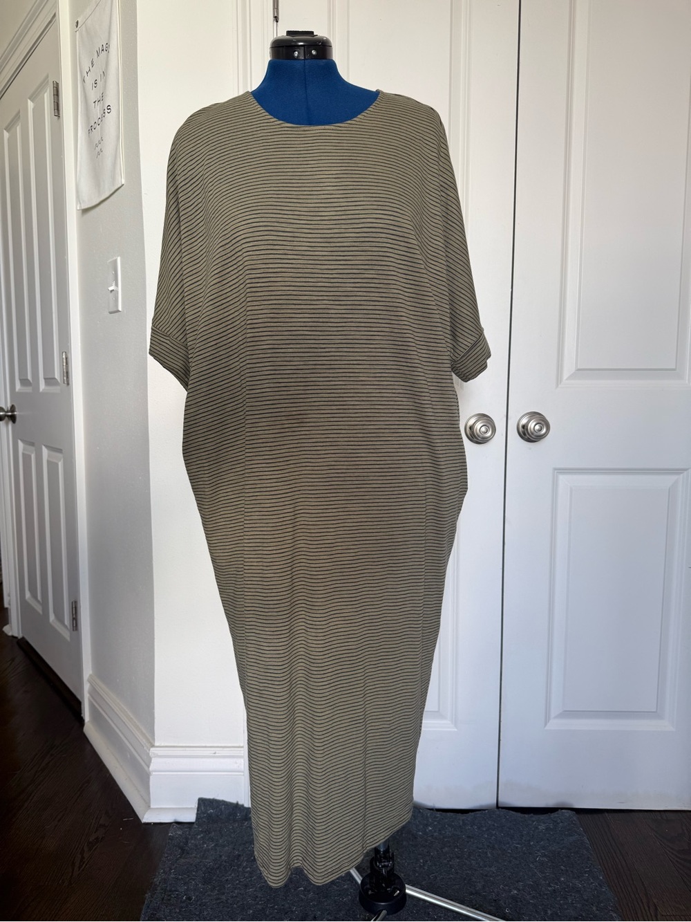 Mod Ref Olive and Black Striped Maxi Dress